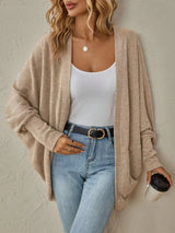 Casual Knit Open Front Cardigan - Trendsi - Flyclothing LLC