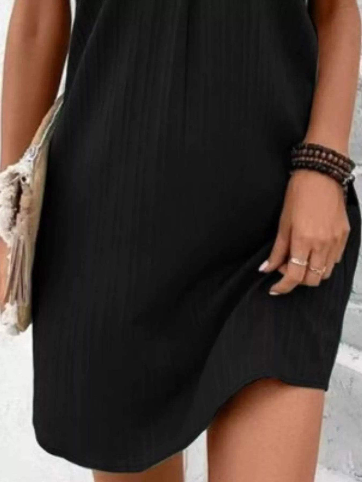 Full Size Casual V-Neck Short Sleeve Dress Plus Size - Trendsi - Flyclothing LLC