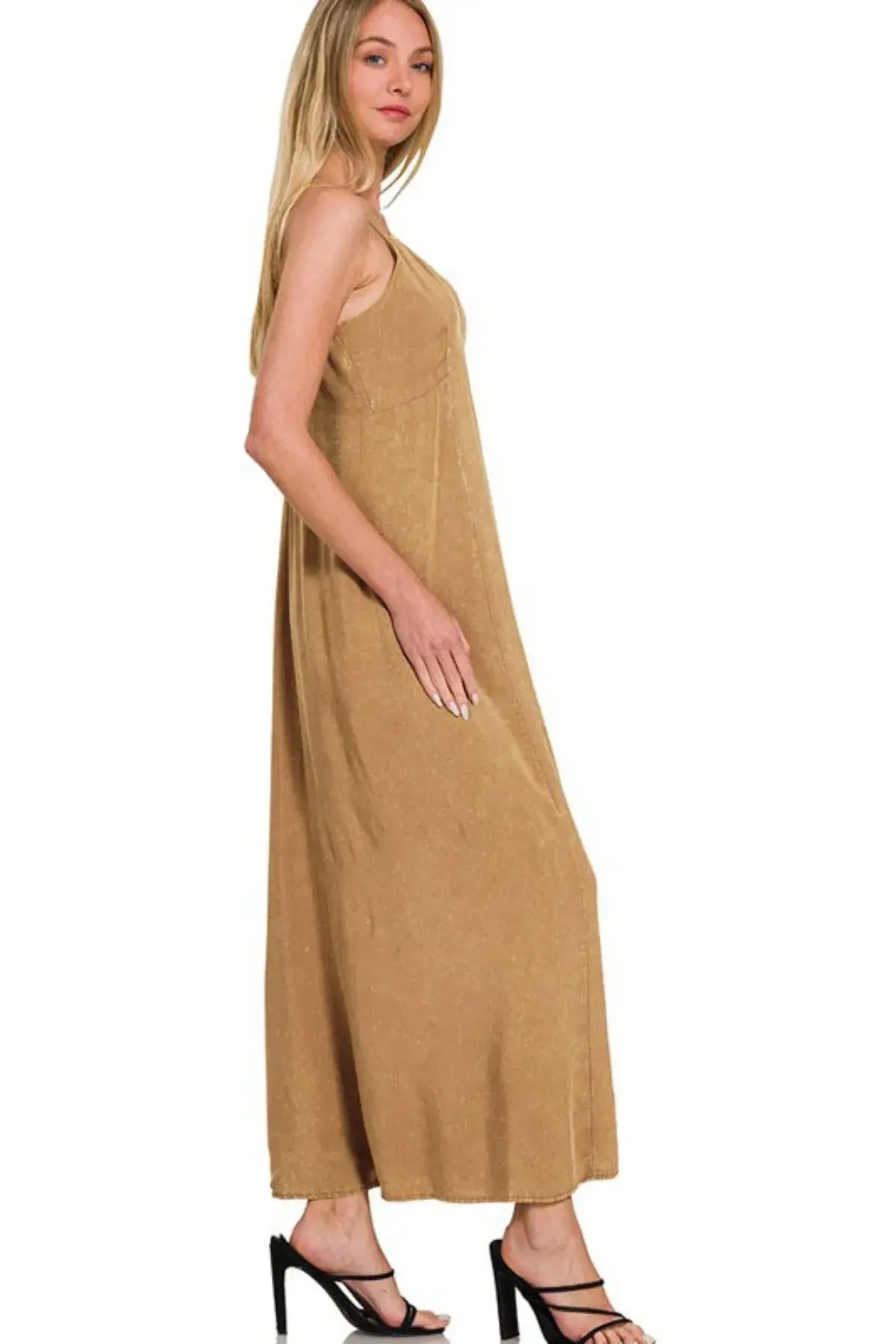 Zenana Mineral Washed Rayon Challis Cami Dress - Trendsi - Flyclothing LLC