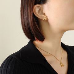 18K Gold-Plated Titanium Steel Puppy Shape Stud Earrings - Trendsi