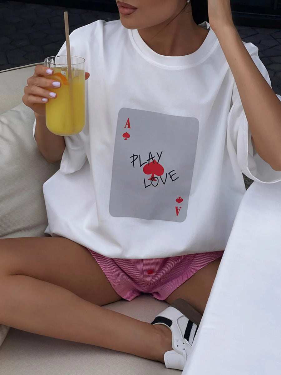 Graphic Round Neck Half Sleeve T-Shirt - Trendsi - Flyclothing LLC