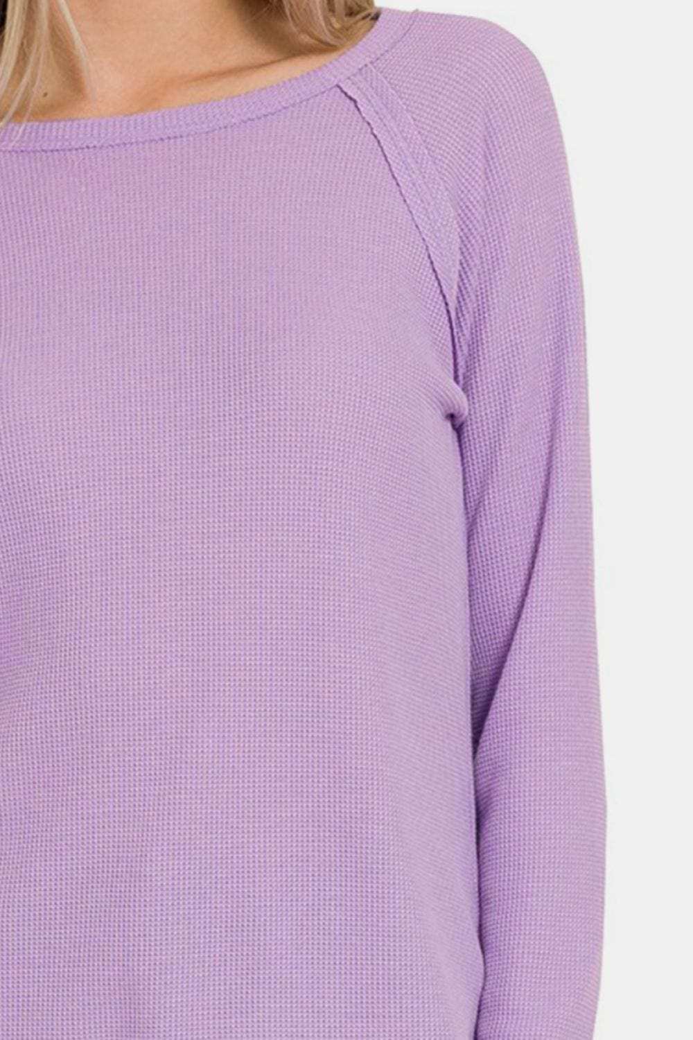 Zenana Waffle Long Sleeve T-Shirt - Trendsi - Flyclothing LLC