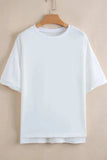 Loose Half Sleeve Hi Low Hem T Shirt - Trendsi - Flyclothing LLC