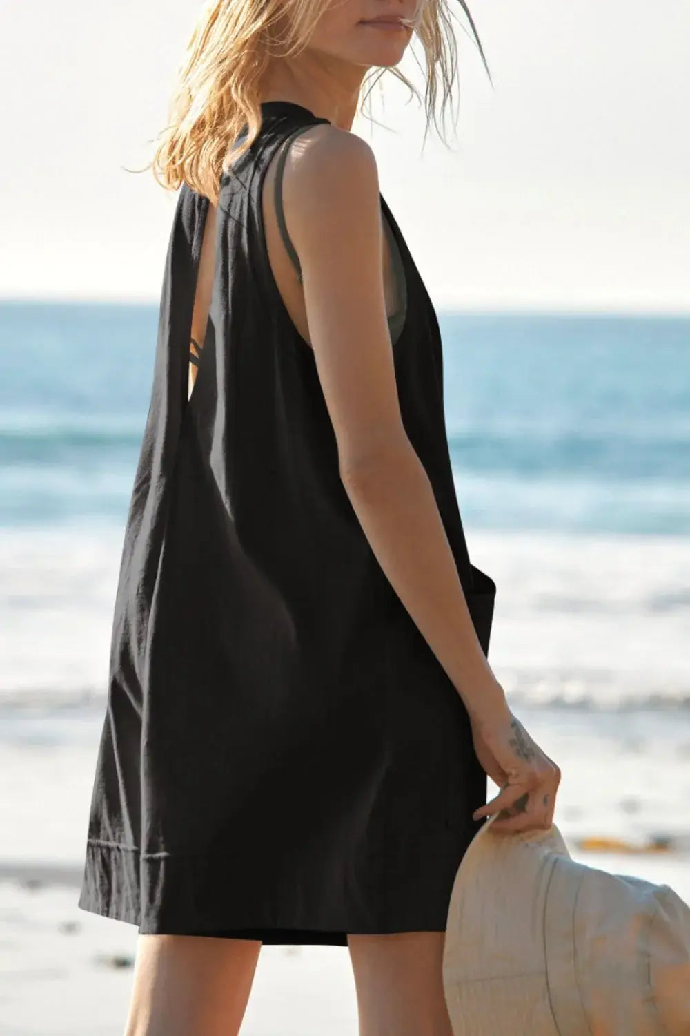 Lovelet Round Neck Sleeveless Romper with Pockets - Trendsi - Flyclothing LLC