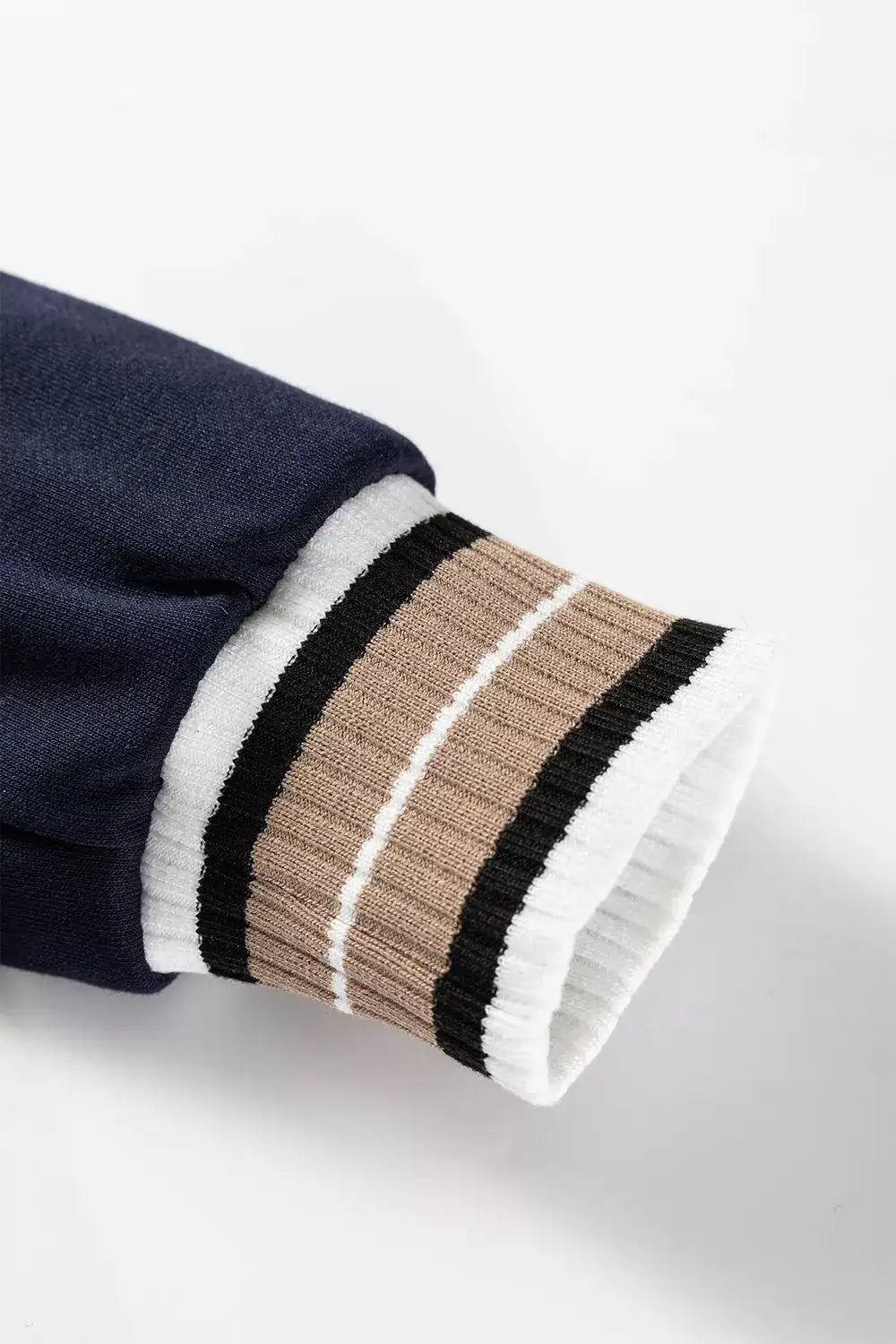 Contrast Striped Trim V Neck Sweatshirt - Trendsi - Flyclothing LLC