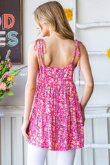 Heimish Full size Floral Tie Shoulder Tiered Cami - Trendsi - Flyclothing LLC