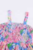 Floral Smocked Square Neck Jumpsuit with Pockets - Trendsi - Flyclothing LLC