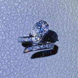 3 Carat Moissanite Zircon 925 Sterling Silver Bypass Ring - Trendsi - Flyclothing LLC