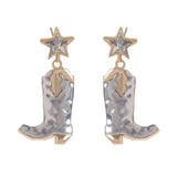 Western Cowboy Boot Star Dangle Earrings - Trendsi - Flyclothing LLC