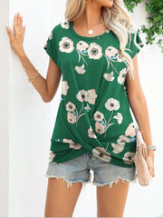 Printed Round Neck Short Sleeve T-Shirt - Trendsi