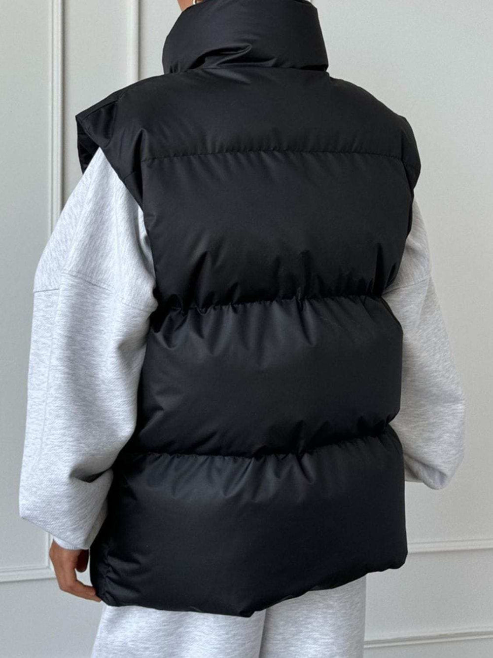 Zip Up Turtleneck Vest Coat - Trendsi - Flyclothing LLC