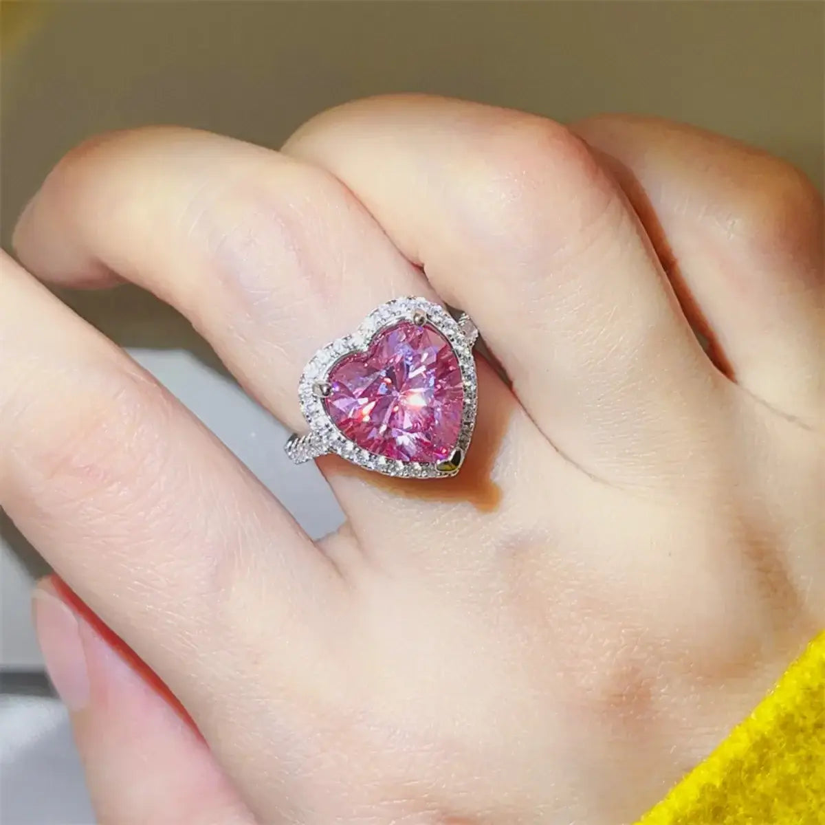 5 Carat Moissanite 925 Sterling Silver Heart Ring - Trendsi - Flyclothing LLC