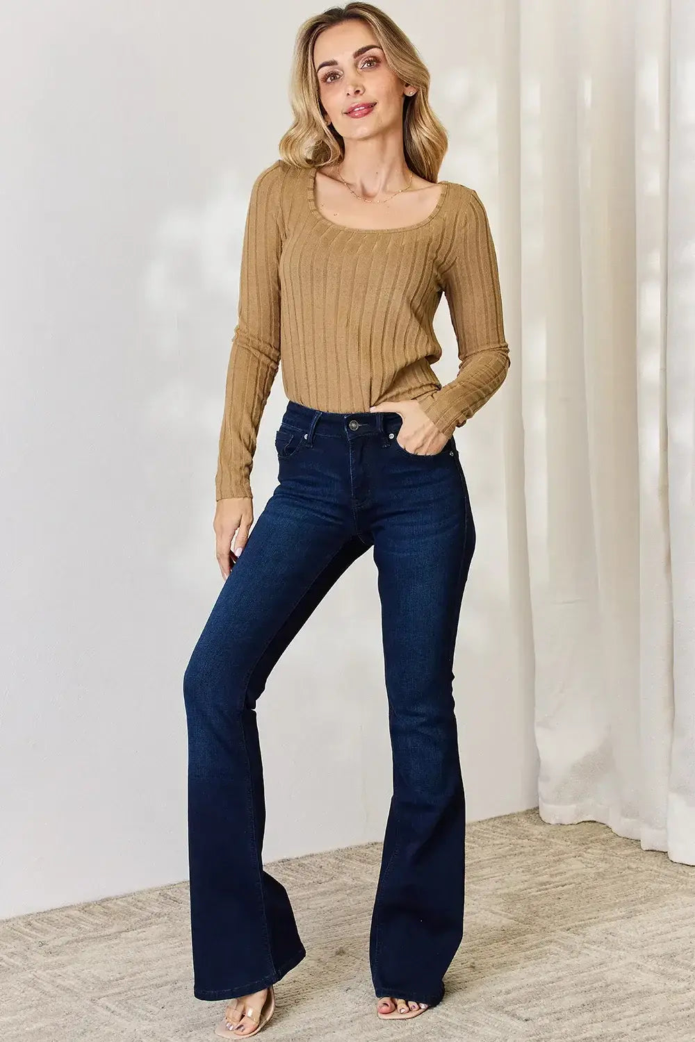Basic Bae Full Size Ribbed Long Sleeve T-Shirt - ShopBasicbae - Flyclothing LLC
