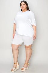 Basic Bae Bamboo Full Size V-Neck Drop Shoulder T-Shirt and Shorts Set - ShopBasicbae - Flyclothing LLC