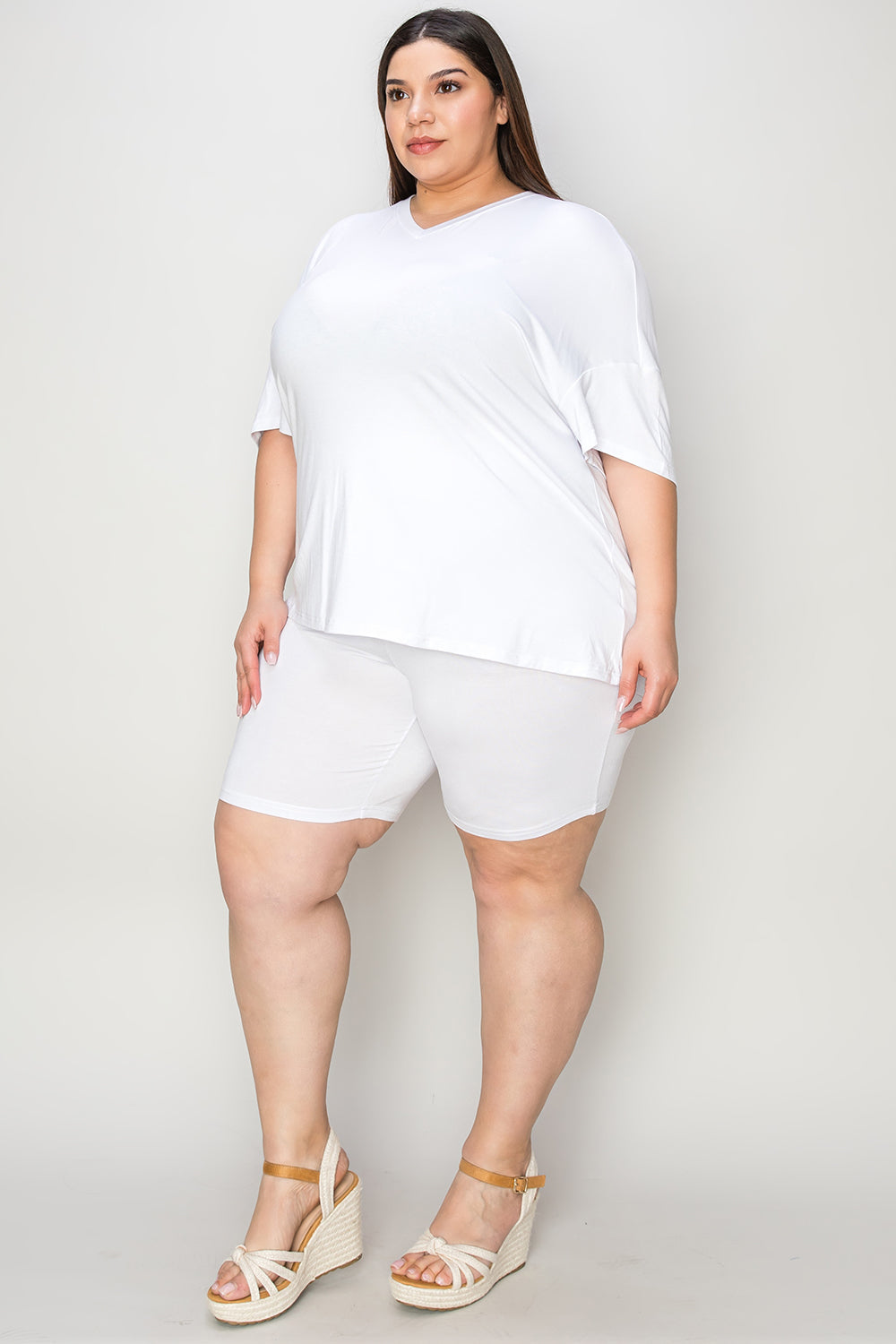 Basic Bae Bamboo Full Size V-Neck Drop Shoulder T-Shirt and Shorts Set - ShopBasicbae - Flyclothing LLC