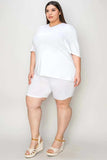 Basic Bae Bamboo Full Size V-Neck Drop Shoulder T-Shirt and Shorts Set - Trendsi - Flyclothing LLC