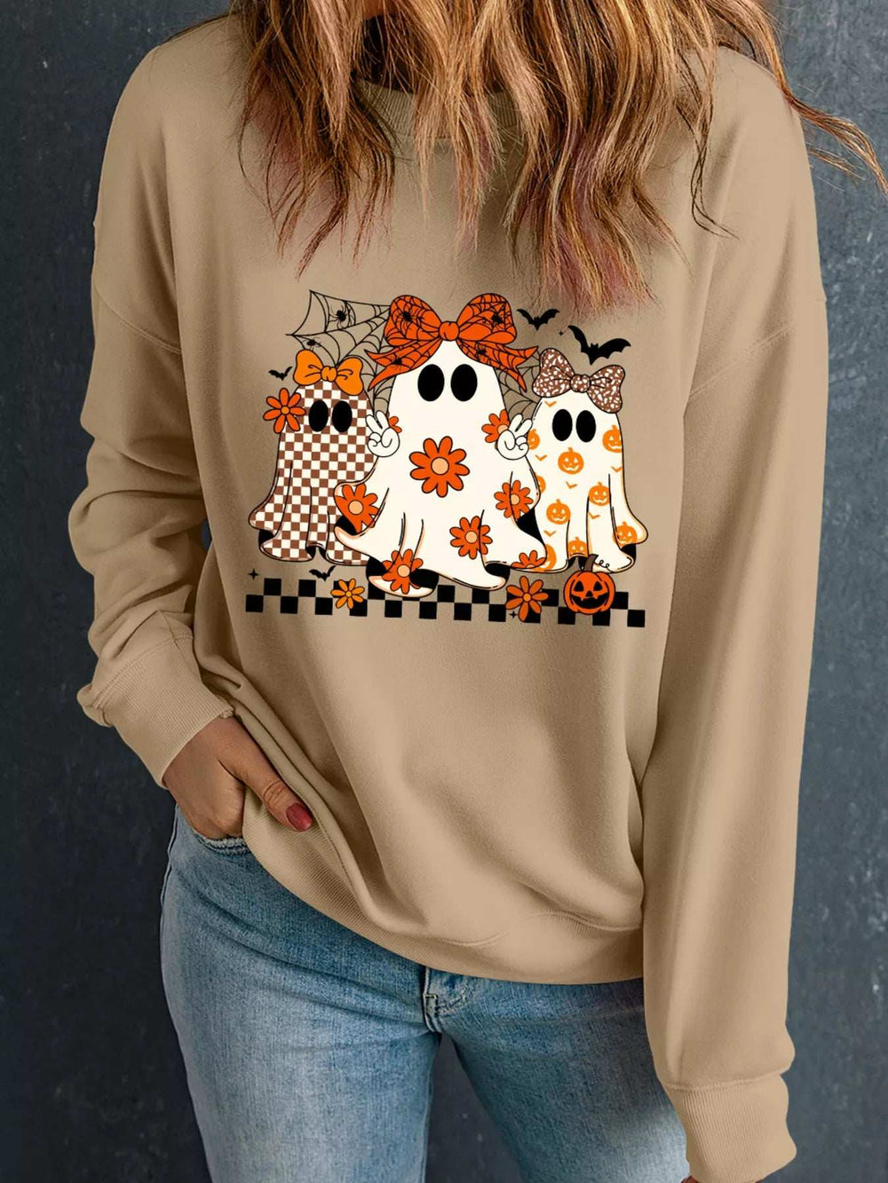 Halloween Ghost Graphic Drop Shoulder Sweatshirt - Trendsi - Flyclothing LLC