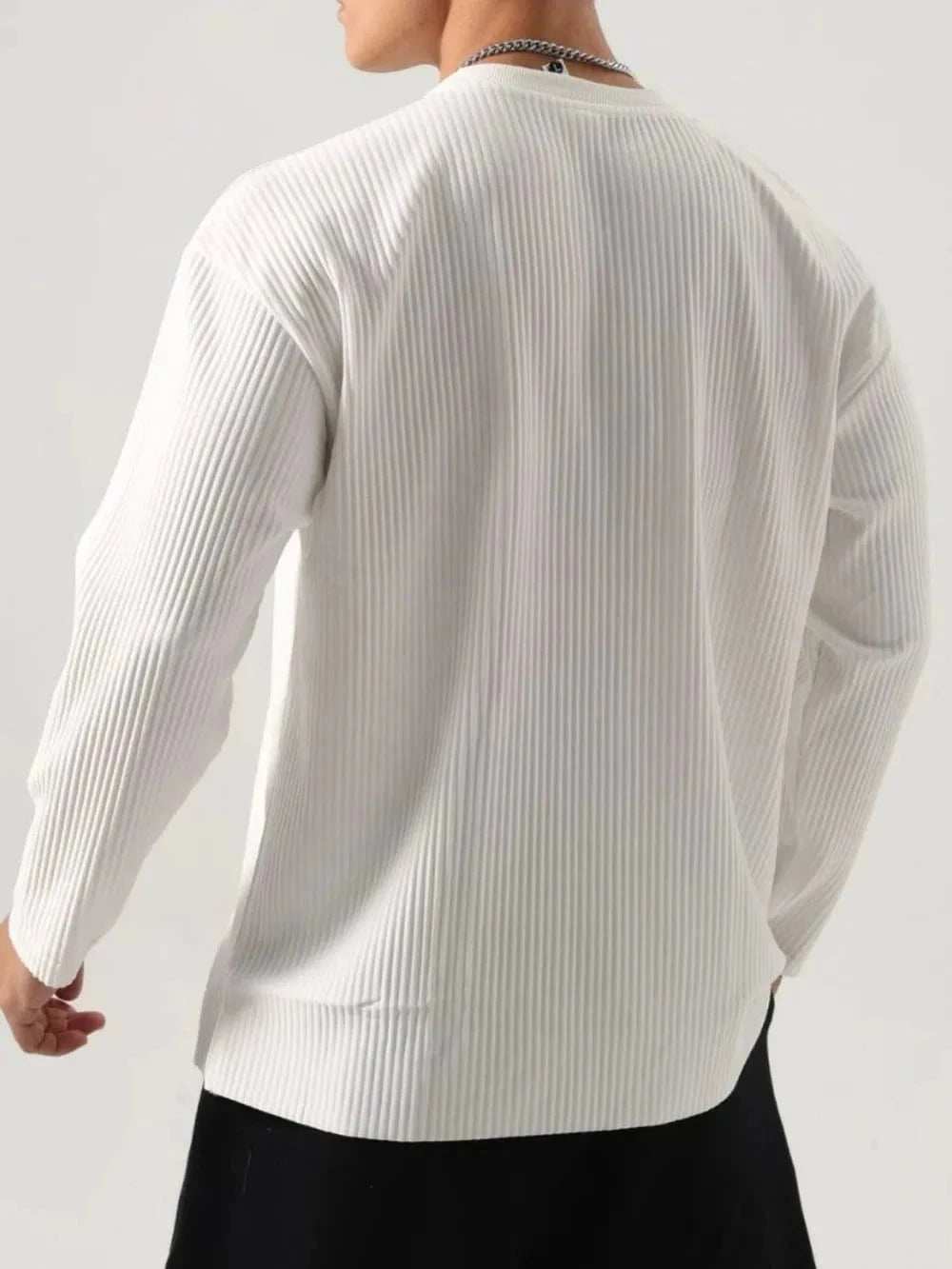 Men's Plus Size Notched Long Sleeve Top - Trendsi - Flyclothing LLC