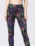 Printed Wide Waistband Active Leggings with Stirrups - Trendsi