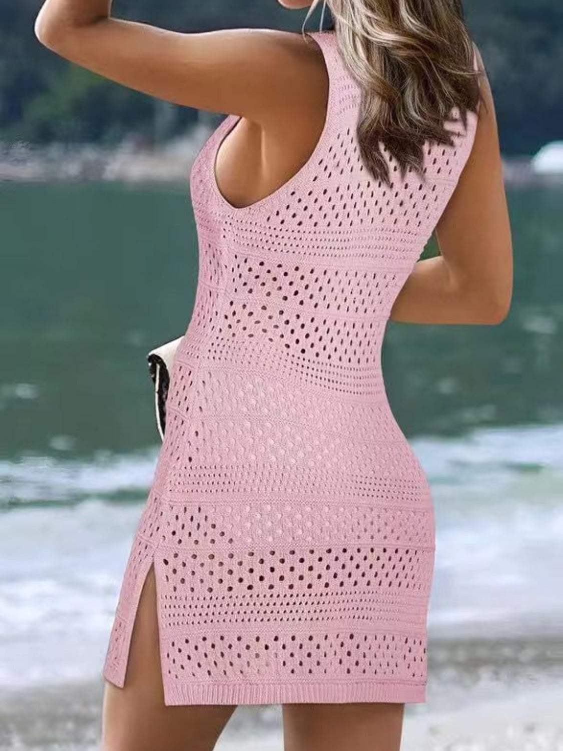 Openwork Scoop Neck Cover Up - Trendsi - Flyclothing LLC