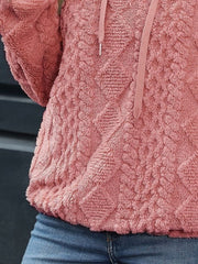 Drawstring Long Sleeve Plush Hoodie - Trendsi
