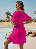 Smocked V-Neck Short Sleeve Dress - Trendsi - Flyclothing LLC