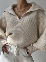 Johnny Collar Long Sleeve Sweater - Trendsi - Flyclothing LLC