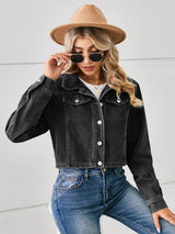 Button Up Long Sleeve Denim Jacket - Trendsi - Flyclothing LLC