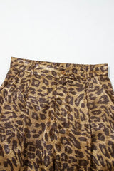 Multicolour Leopard Print Western Style Wide Leg Full Length Pants - Trendsi - Flyclothing LLC