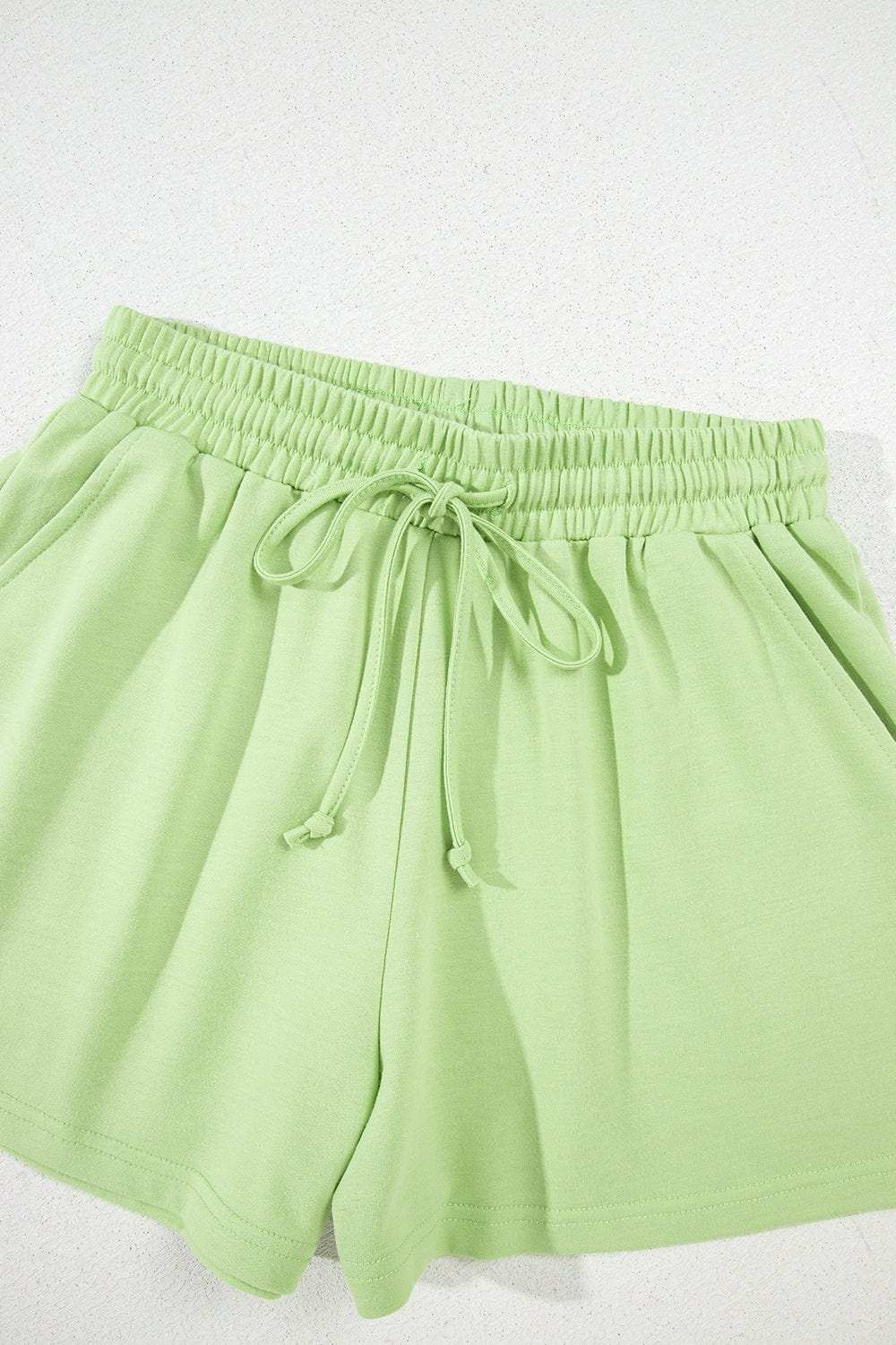 Loose V Neck Half Sleeve Tee and Drawstring Shorts Plus Size - Trendsi - Flyclothing LLC