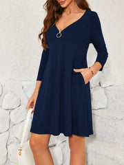 Quarter Zip Long Sleeve Dress - Trendsi