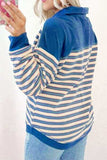 Striped Johnny Collar Long Sleeve Sweatshirt - Trendsi - Flyclothing LLC