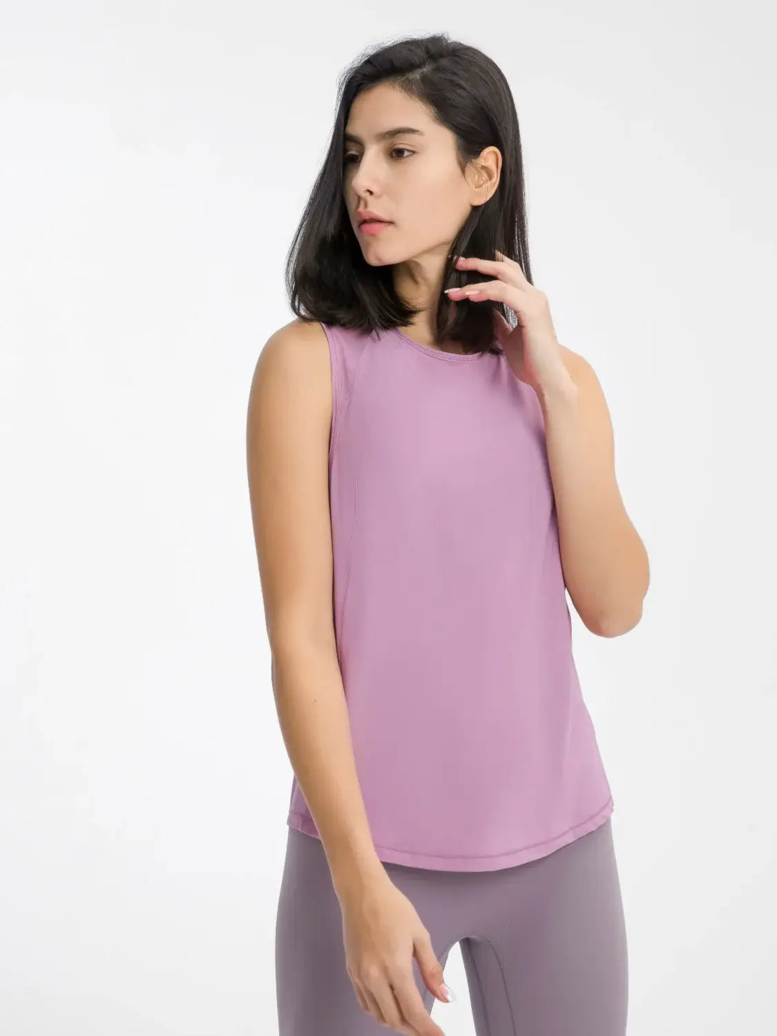 Millennia Cutout Back Round Neck Active Tank - Trendsi - Flyclothing LLC