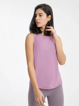 Millennia Cutout Back Round Neck Active Tank - Trendsi - Flyclothing LLC