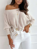 Bow Back Boat Neck Batwing Sleeve Sweater - Trendsi - Flyclothing LLC