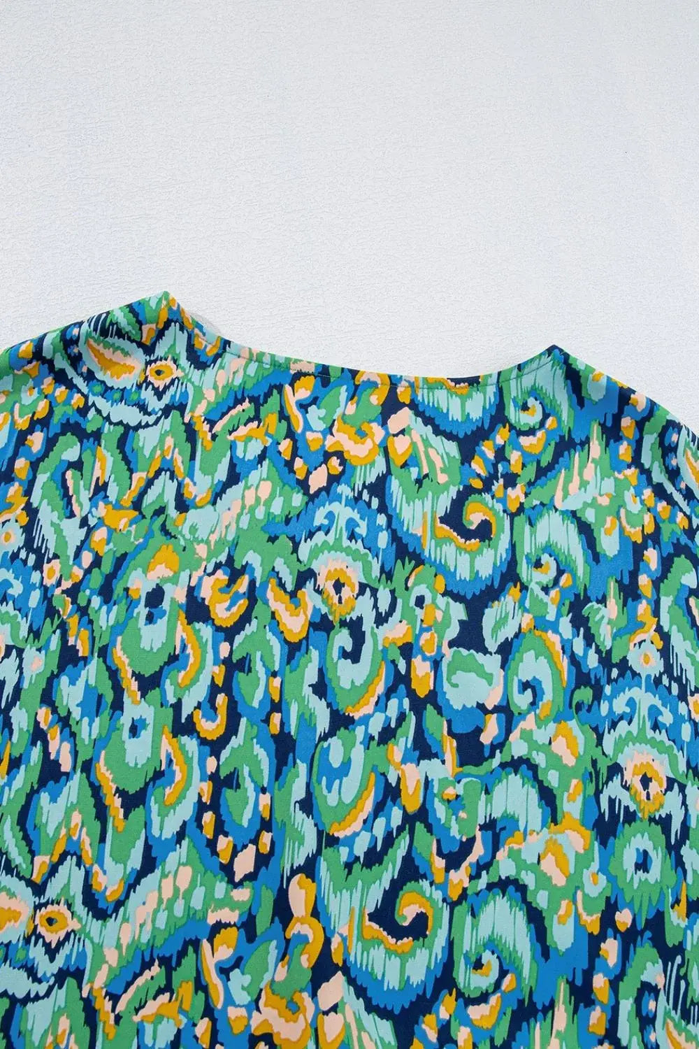 Abstract Print V Neck Half Sleeve Loose Fit Blouse - Trendsi - Flyclothing LLC