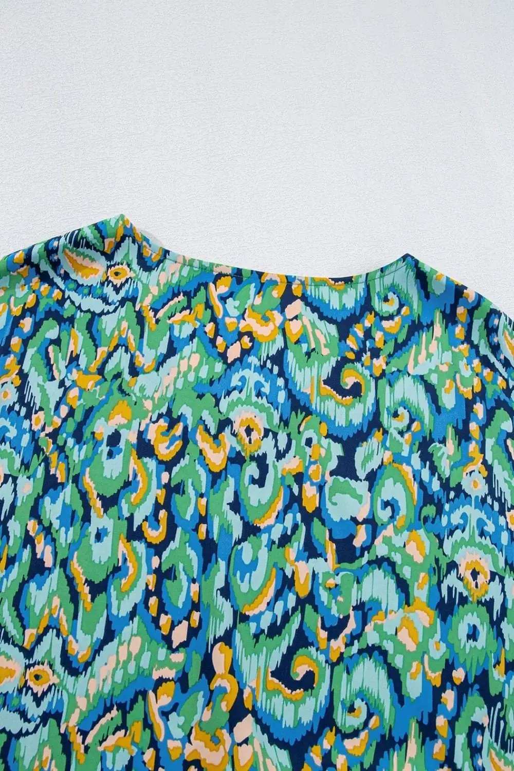 Abstract Print V Neck Half Sleeve Loose Fit Blouse - Trendsi - Flyclothing LLC