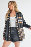 Aem+Co Curved Hem Plaid Button Up Shirt - Trendsi
