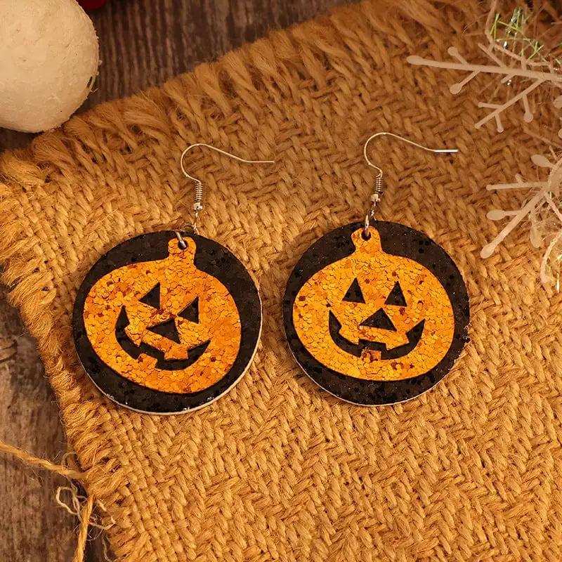 PU Leather Pumpkin Earrings - Trendsi - Flyclothing LLC