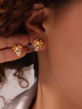 Titanium Steel Bow Stud Earrings - Trendsi - Flyclothing LLC