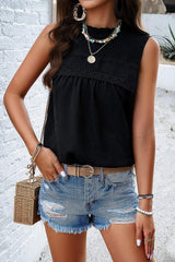Swiss Dot Round Neck Tank - Trendsi - Flyclothing LLC