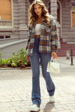 Plaid Collared Neck Jacket with Chest Pockets - Trendsi - Flyclothing LLC