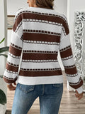 Striped Round Neck Long Sleeve Sweater - Trendsi