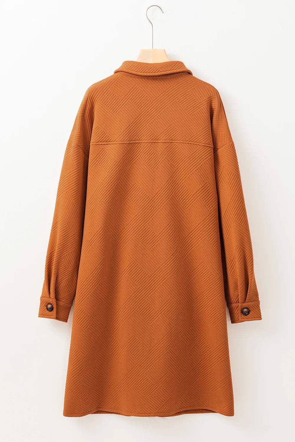 Textured Button Down Collared Neck Coat - Trendsi - Flyclothing LLC