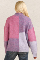 VERY J Color Block Mock Neck Drop Shoulder Sweater - Trendsi - Flyclothing LLC