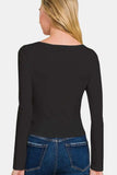 Zenana Square Neck Fitted Long Sleeve T-Shirt - Trendsi - Flyclothing LLC