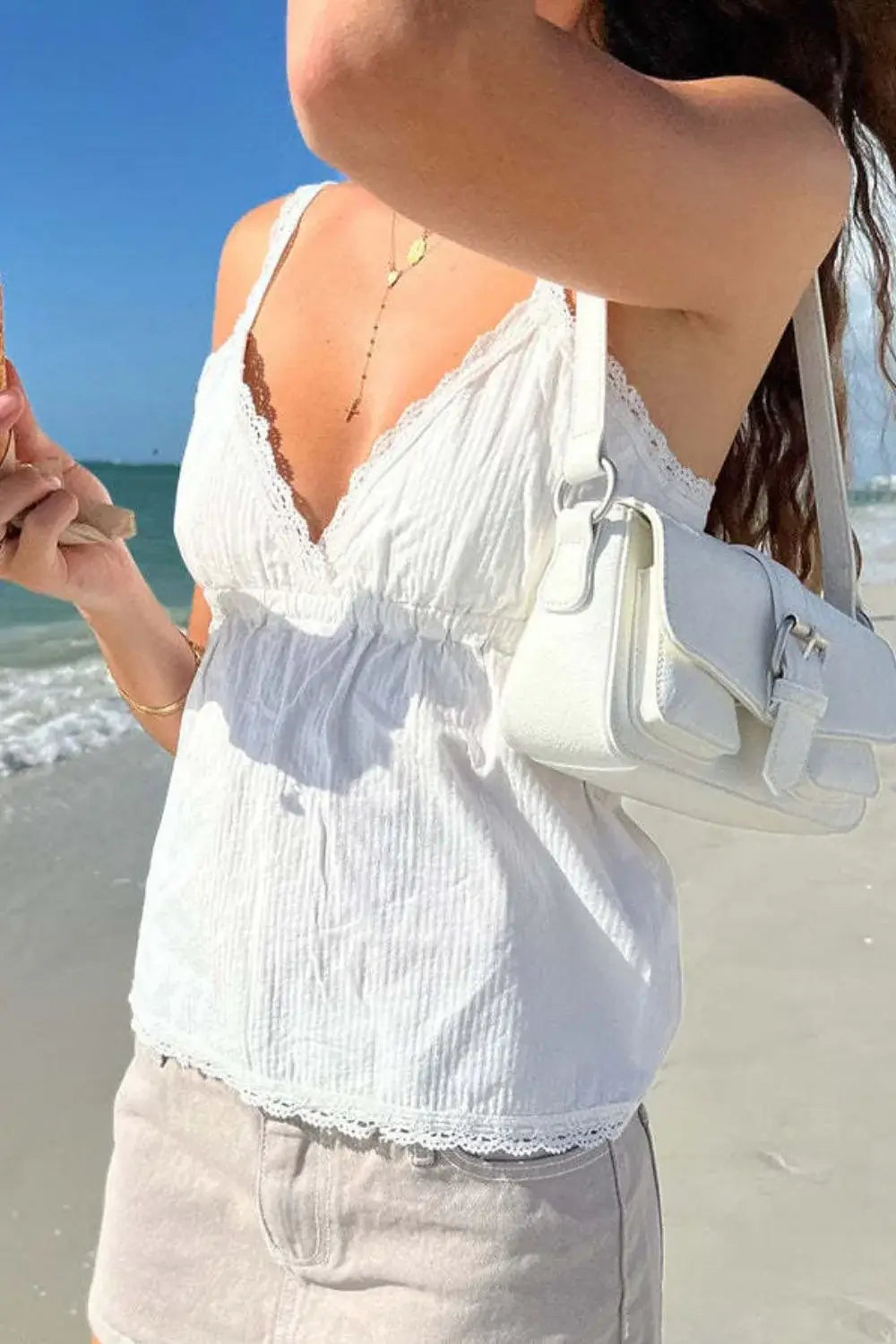 Lace Detail V-Neck Cami - Trendsi - Flyclothing LLC