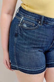 Judy Blue Full Size High Waist Tummy Control Destroy Release Hem Denim Shorts Plus Size - Trendsi - Flyclothing LLC