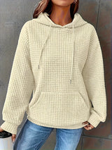 Textured Knit Drawstring Hoodie - Trendsi - Flyclothing LLC
