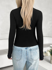 V-Neck Long Sleeve T-Shirt - Trendsi